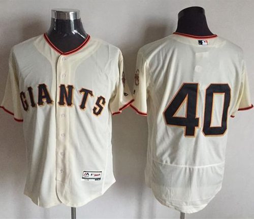 Giants #40 Madison Bumgarner Cream Flexbase Authentic Collection Stitched MLB Jersey - Click Image to Close